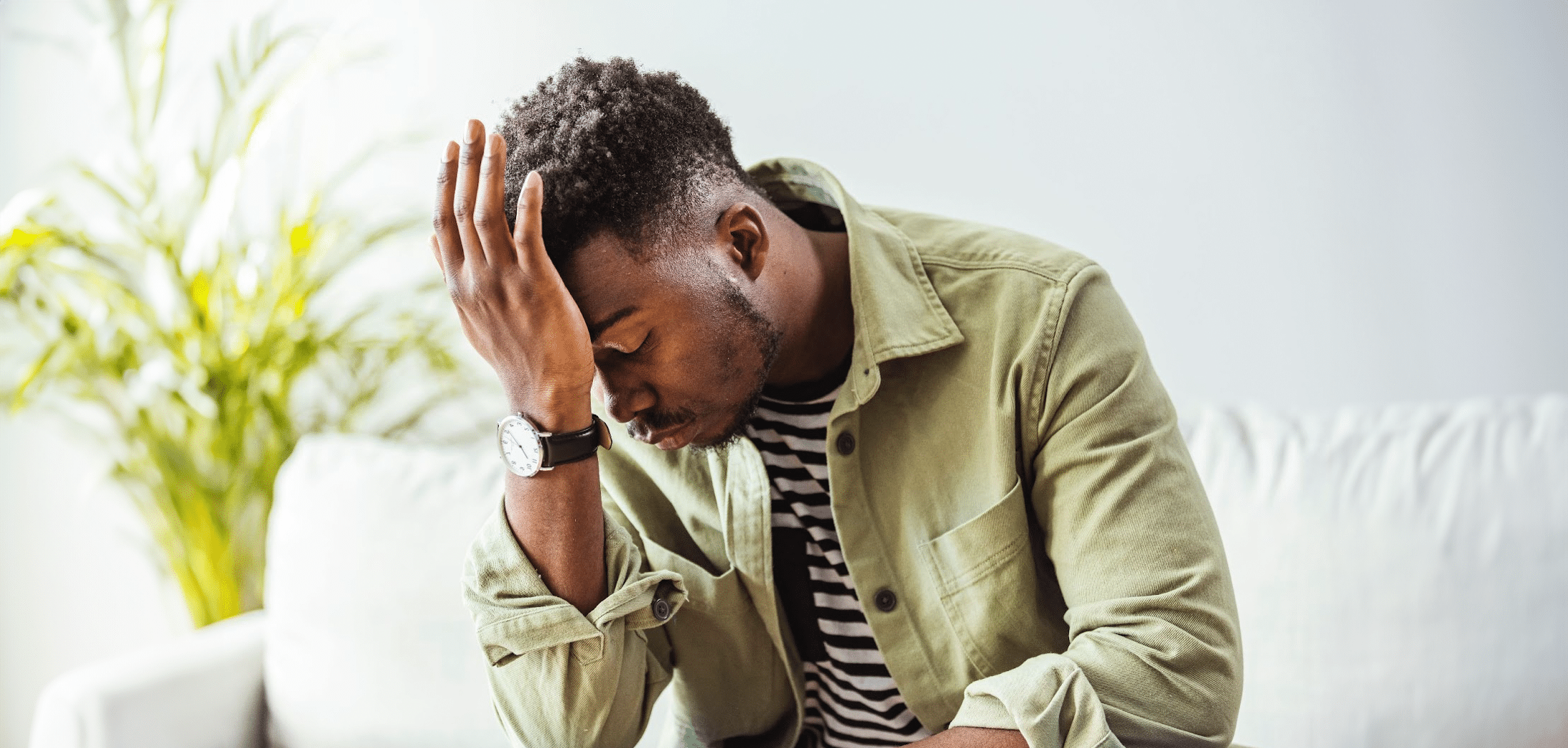 Young man suffering from anxiety disorder