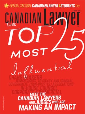 Canadian Lawyer cover August 2017