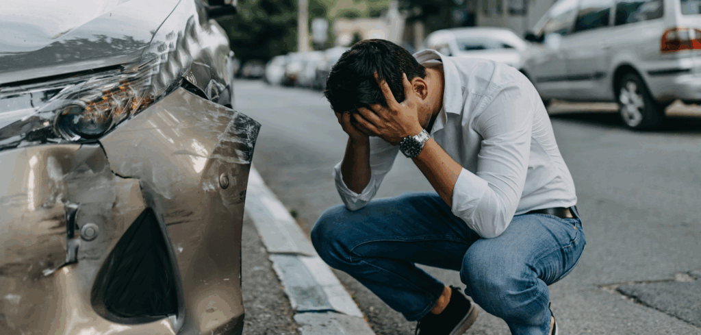 Man in distress after a motor vehicle accident in Ontario
