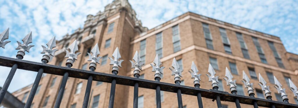 Bars outside psychiatric facility