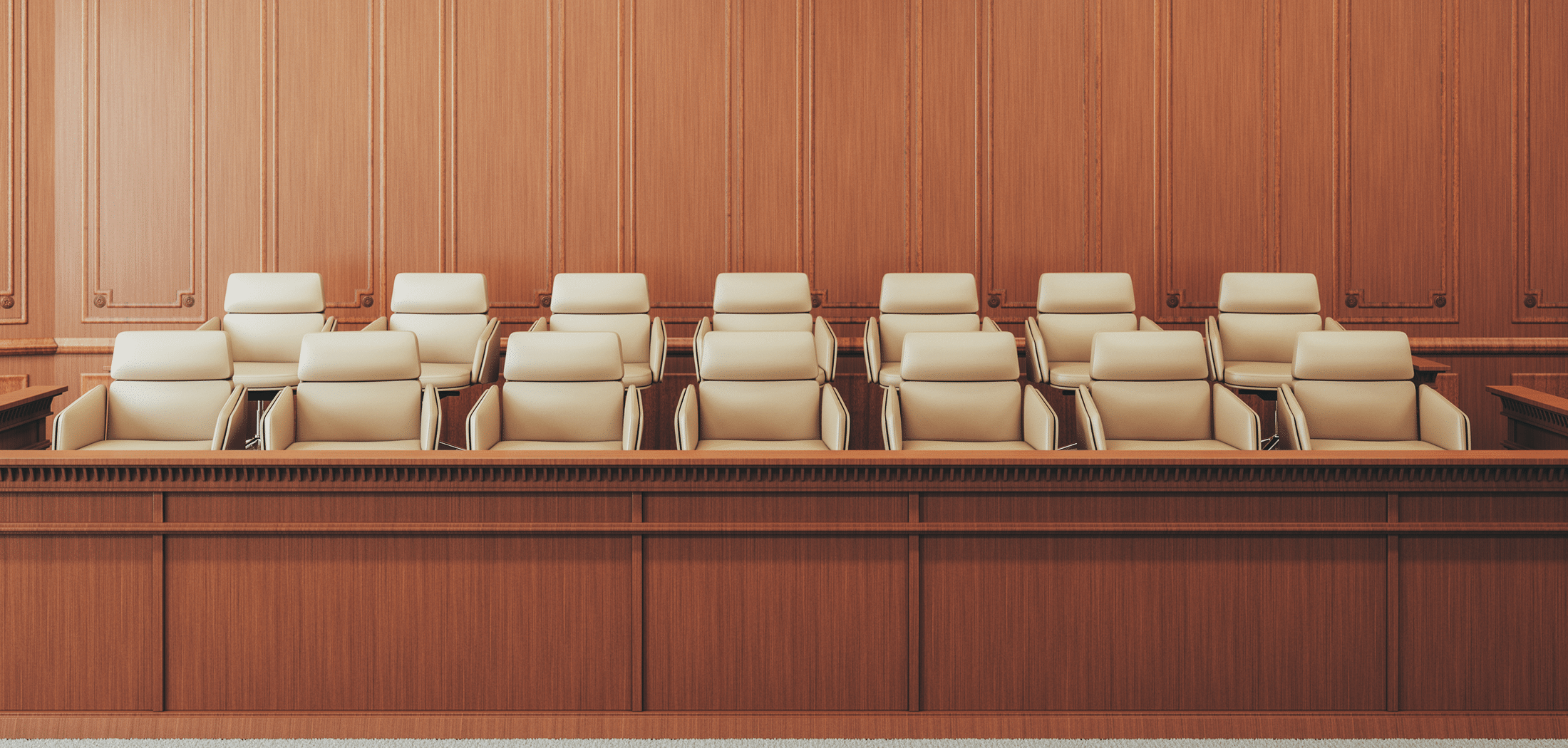 empty jury box, courtroom
