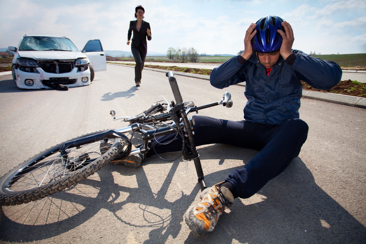 Road accident. Car and bicycle