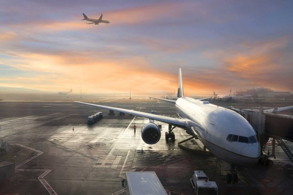 Airplane at airport ready for boarding