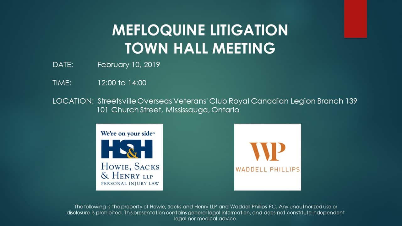mefloquine town hall meeting 2019 Mississauga